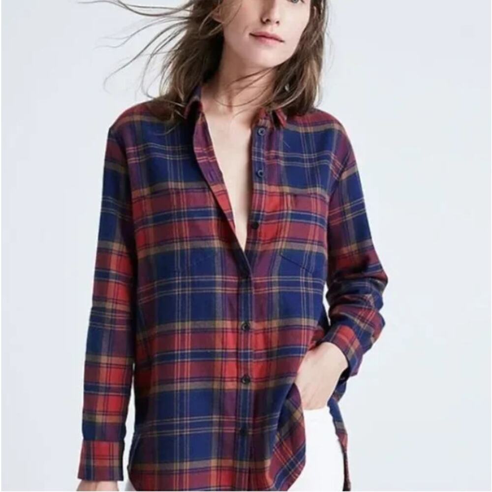 Madewell Flannel Oversized Ex-Boyfriend Shirt Lewis Plaid Size XS